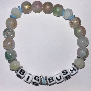 Big Bush Beaded Stretch Bracelet Gray Y2K Handcrafted Novelty Gag Gift Jewelry